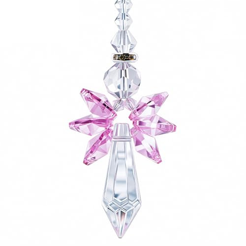 BEAMARKER Rainbow Guardian Angel Crystal Suncatcher Hanging Ornament Pink Glass Prism Rainbow Maker for Home Window Car Porch Decoration Spiritual Sun Catcher Gift for Mom Women Friends