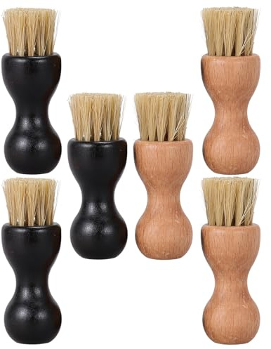 LIFKOME Spazzola per Scarpe 6 Pezzi Set in Legno e Setole di Cinghiale per Lucidatura e Pulizia di Scarpe Eleganti e Stivali, Applicatore di Lucido per Rimuovere Sporco e Ripristinare