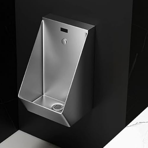Orinatoio da bagno con sensore automatico montato a parete, orinatoio da bagno per uomo in acciaio inossidabile 304, orinatoio commerciale da uomo a scarico intelligente a prova di spruzzi Silver