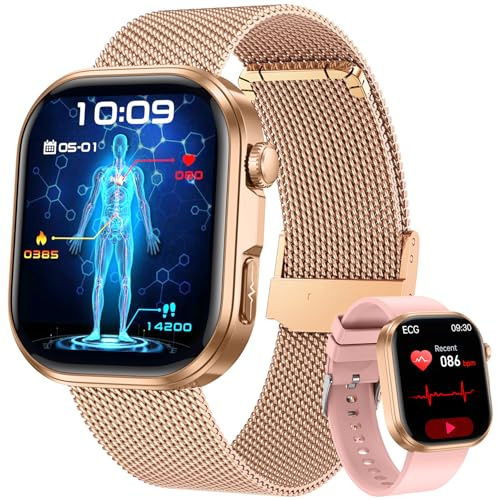Montre Connectée Femme avec ECG Smartwatch: Montre Intelligente Femme de 1.88“ avec Appel Bluetooth HRV SOS Fréquence Cardiaque Sommeil SpO2 Monitor Poche Étanche Fitness Tracker pour Android iOS