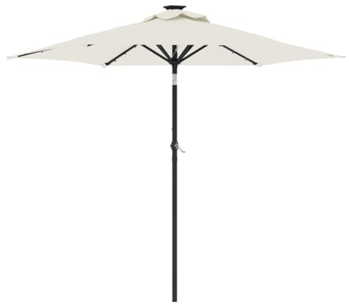 Nqyjm Parasol de jardin avec lumières LED poteau acier blanc 225 x 225 x 212 cm Parasol de jardin imperméable protection UV pour patio, extérieur, piscine, restaurant et café