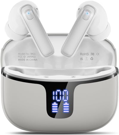 Drsaec Kabellose Bluetooth 5.3 Kopfhörer,Bluetooth Kopfhörer HiFi Stereo mit ENC Geräuschunterdrückung, 40h Akkulaufzeit, IP7 Wasserdicht, LED Display, EIN-klick-Paarung, für Sport/Arbeit/Handy