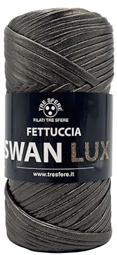 Fili & Filati Fettuccia Swan Lux, 100% Poliestere, Effetto Lucido Metallizzato, 120 gr - 50 mt, per Borse e Pochette all'uncinetto handmade (Kaki - 08, LUX)