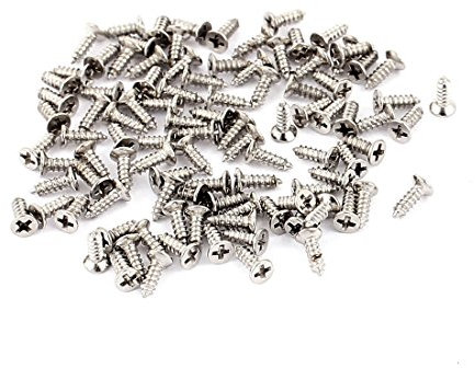 sourcing map Tornillos Phillips autorroscantes de Cabeza Plana 100 Piezas M1.2 x 4mm STL Inoxidable