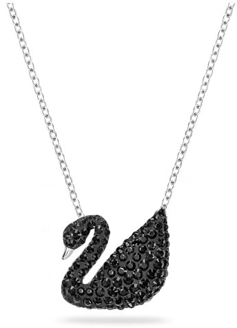Swarovski Pendente Swarovski Iconic Swan, Nero, Placcatura Rodio