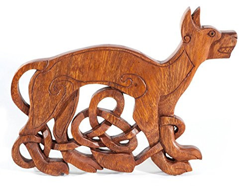 Windalf Mittelalter Wand-Bild CARYS 26 cm Keltischer Hund Holzornament Wand-Deko Handarbeit Holz