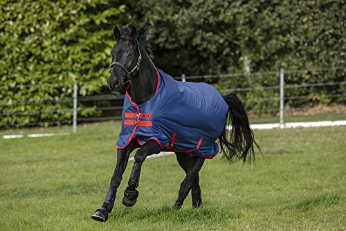 Horseware Mio T/O Lite Turnout Decke wasserdicht Dunkelblau/Dunkelblau & Rot HW 20, Größe:4'9