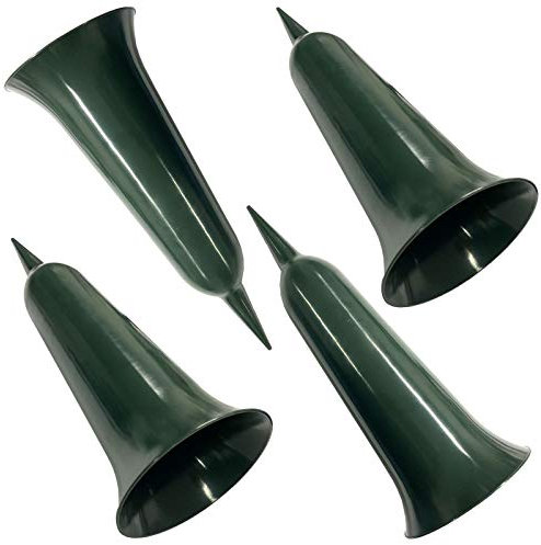 HAC24 4er Set Grabvase Kunststoff Grabschmuck Friedhofsvase mit Erdspieß Friedhof Blumenvase Grabdekoration Grab Vase Grabsteckvase