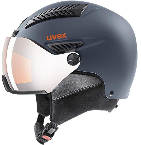 uvex hlmt 600 Visor - robuster Skihelm für Damen und Herren - individuelle Größenanpassung - mit Visier - Dark Slate orange matt - 59-61 cm