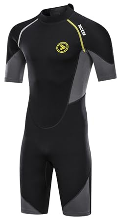 ZCCO Herren Neoprenanzug 1,5 /3mm Premium Neopren Kurzarm Tauchen Surfen | Rückenreißverschluss, kurzärmeliger Taucheranzug für Spearfishing, Schnorcheln, Surfen, Kanufahren, Taucheranzüge
