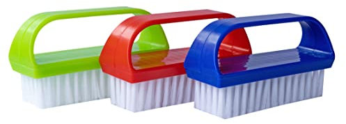 3er Set Nagelbürste Handwaschbürste - Mit Griff aus Kunststoff und Nylon Bürsten - Ideal für Haushalt und Handwerk