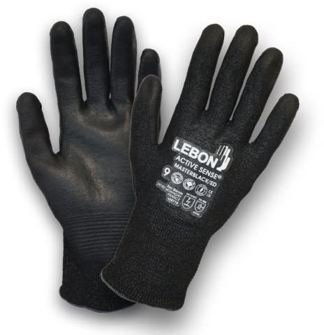 LEBON MASTERBLACK/SD - Guante de trabajo, anticortes, compatible con táctil, multifunción, bricolaje, construcción, jardinería, resistente, cómodo y transpirable, 1 par de color negro