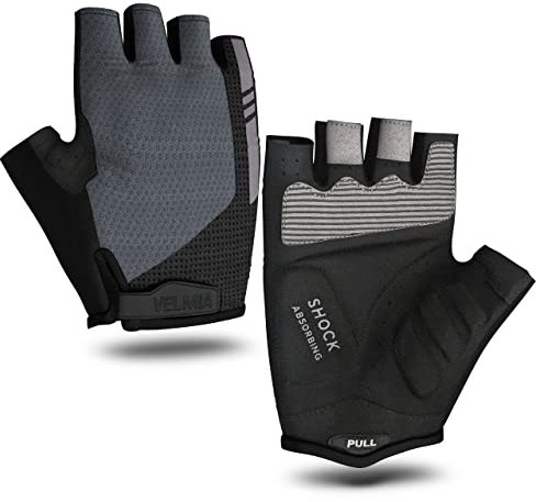 VELMIA Fahrrad Handschuhe Sommer I Mit Ausziehhilfe, Grip Print und Reflektor Sicherheit I fahrradhandschuhe Damen & fahrradhandschuhe Herren, fahrradzubehör MTB