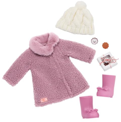 Our Generation BD30490Z Deluxe Outfit Winterprinzessin für 46cm Puppen, Teddy-Mantel, Bommelmütze, stylische Stiefel für den Winterspaß – Kinder Spielzeug ab 3 Jahren - 45453 HCM Kinzel