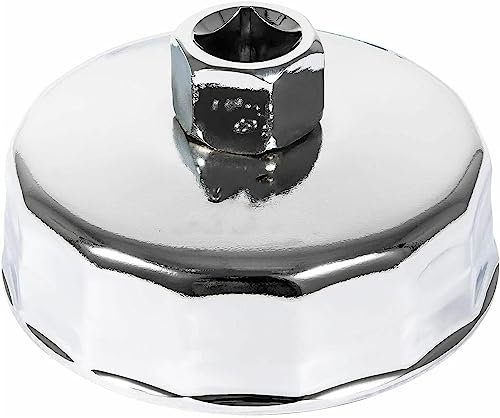 Esoldnic 74mm 14 Flutes Oil Filter Wrench Oil Filter Cap Removal Tool Heavy Duty Chrome Vanadium Steel Oil Filter Socket Wrench for Volkswagen, Audi, Mercedes Benz and More (75-74mm 14P/905-1)