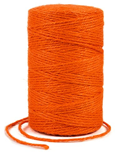 Uiopa Juteschnur 2mm x 200m, Jutegarn Juteseil Hanfseil Gartenschnur Paketschnur Naturfaser, 3-Lagig Jute Schnur für Garten, DIY Basteln, Geschenkverpackung, Weihnachtsdekoration (Orange)