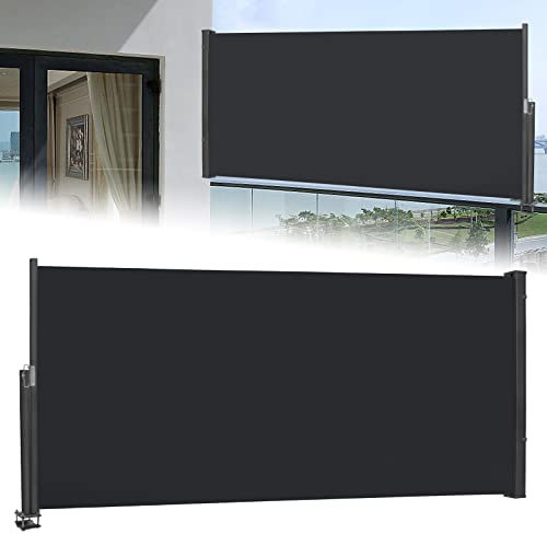 UISEBRT Tenda da sole laterale allungabile, 120 x 300 cm, per balcone, giardino, antracite