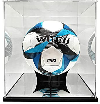 Vitrine de Ballon de Football Pleine Grandeur - en Acrylique pour Objets de Collection de Ballons de Football, de Volleyball - Boîte de Rangement Transparente pour Souvenirs Sportifs (25x 25x 25cm)
