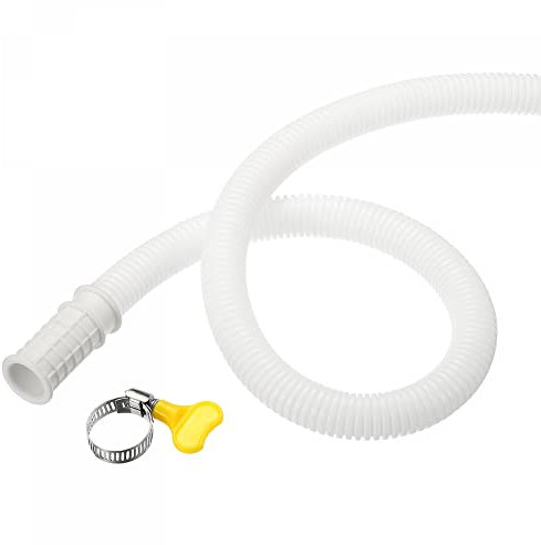 sourcing map Universal Air Conditioner Drain Hose 16mm ID 6.6ft with Clamp for AC Units Washing Machine, White Pack of 2