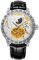 FORSINING Herrenuhren Luxus Skelett Mondphase Automatik Selbstaufzug Uhren mit echtem Lederband, weiß / schwarz, Armband