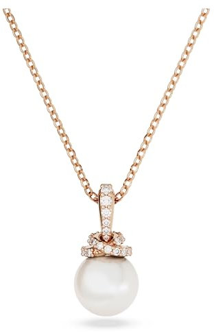 Swarovski Colgante Originally, Perla de cristal, Blanco, Baño tono oro rosa