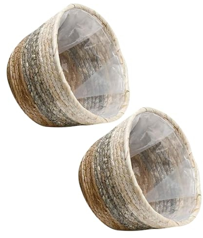 Didiseaon 2pièces Paniers À Fleurs Tissés Contenants Décoratifs Pour Plantes Paniers De Bureau Cache-pots Pour Fleurs Et Plantes Intérieur