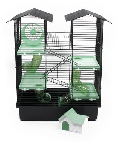ZooPaul Nagerkäfig Hamsterkäfig XXL CH2 schwarz mit Zubehör Turkis Maus Hamster Käfig Tunnel Haus
