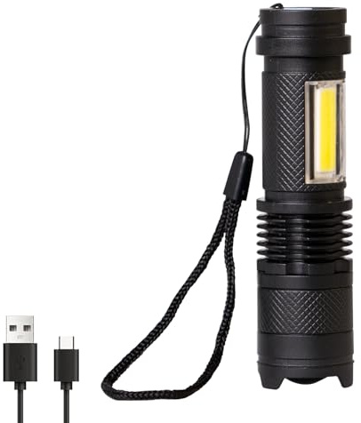 LQWELL® Mini Taschenlampe LED USB C Aufladbar, Zoombares Taschenlampen Klein mit 3 Lichtmodi, Tragbare Hand Flashlight für Camping, Wandern, Notfäll, Laufen, Radfahren, Nachtlesen