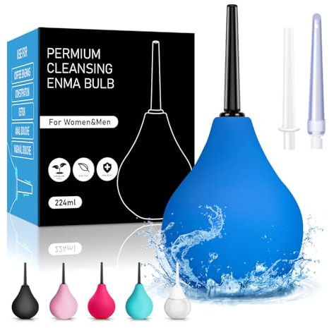 Anal Douche Enema Kit - 224ml Enema Bulb with 3 Replaceable Nozzles, Douche Bulb Douches for Men Women, Shower Douche Enemas at Home Kit for Personal Hygiene & Travel