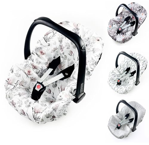 Sommerbezug Babyschale Bezug Universal, 100% antibakterielle Baumwolle mit Silberionen, Schonbezug Babyschalebezug (FLOWERS)