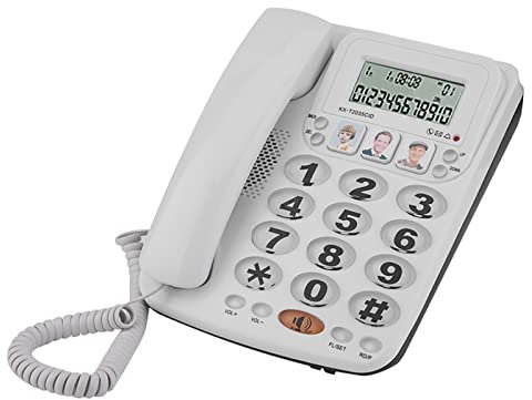 Yctze Schnurgebundenes Telefon mit 2 Leitungen, Freisprecheinrichtung, Kurzwahl, Anrufer-ID, für Zuhause und Im Büro, Große Nummer, Ideal für ältere Menschen