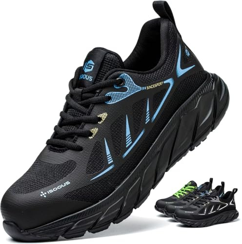 Scarpe Antinfortunistiche Uomo Leggere Scarpe da Lavoro Donna Comodo con Punta in Acciaio Antiscivolo Scarpe Sicurezza Blu 42
