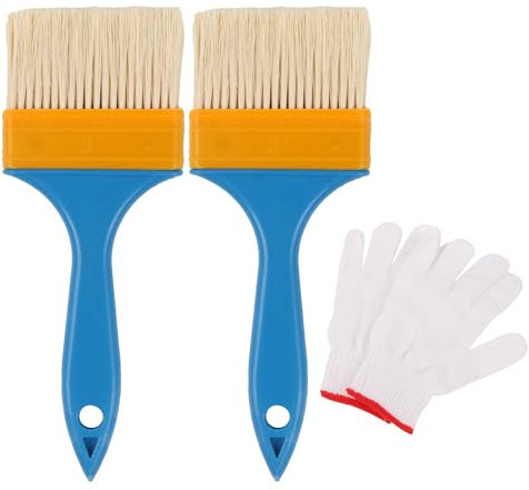 BQLZR Pincel de pintura con mango de plástico azul para pintor de 3 pulgadas con manoplas de nailon, paquete de 2