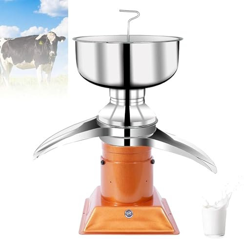 Kadxyan Milk Cream Separator, Electric Fresh Milk Cream Centrifugal Separator, 304 Stainless Steel Milk Skimmer, 5L Bowl Capacity, Milkshake Frothers Separator for Goats Cows Milk