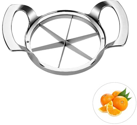 Generic Stainless Steel Fruit Cutter, 12-Blade, Anti-Slip Handle, Heavy Duty Watermelon Pineapple Slicer for Kitchen (6 Blade-H), XGD0055