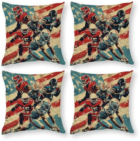NACHOMACHO America Football Stilvolle Kissenhülle Mit Reißverschluss Ideale Dekoration Für Sofa, Schlafzimmer, Auto Hochwertige Verarbeitung 32x32