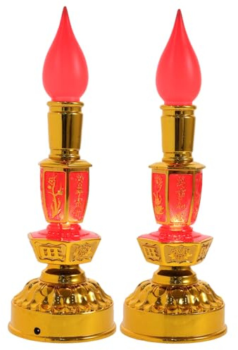 TOPBATHY Bougies D'autel Bouddhistes Lampes à Bougies LED Batterie Style Chinois Traditionnel Non Destiné Aux Enfants Animaux de Compagnie