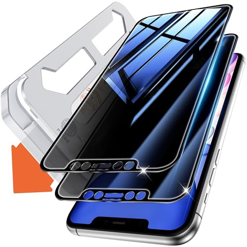 Tentoki sichtschutz für panzerglas iPhone 11/XR 6,1 Zoll, Schutzfolie kompatibel mit Face ID, 25° Anti-Spionage 9H Schutz Glas [Auto Dust-Elimination][Ultra-Privatsphäre][HD klar][Blasenfrei] 2 Stück