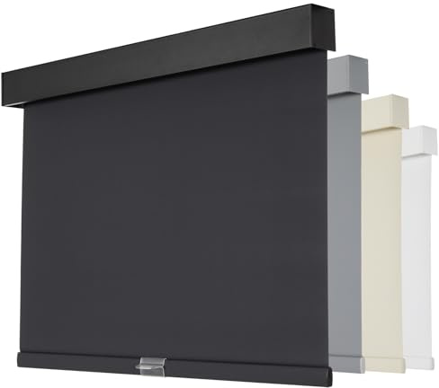 Persilux Blackout Roller Blinds for Indoor Windows, Cordless Roller Shades with Valance, Thermal Insulated Fabric Window Shades & Blinds, UV Protection Shades for Home and Bedroom (Black,34W x 64H)