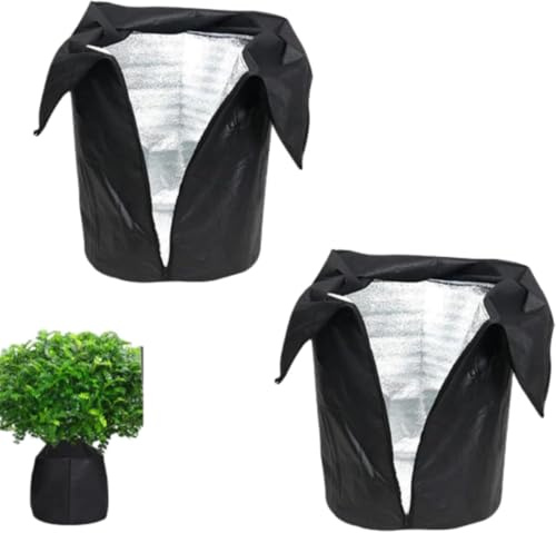 2 Stück Thermo Topfschutz Pflanzen, Isolierfolie Frostschutzhaube Frostschutz Für Kübelpflanzen Winter, Frostschutz Mit Kordelzug Und Reißverschluss Für Topfpflanzen, Sträucher, Bäume, Warm Halten