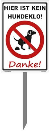 Schild 20 x 30cm -Hier kein Hundeklo- m. Einschlagpfosten wetterfest & langlebig