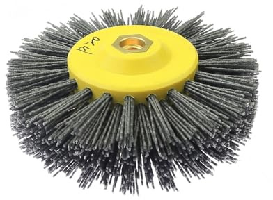 MITINGER Spazzole Abrasive,Spazzola di Nylon 1 Pezzo 150 * 40mm * M14 Nylon Filo Abrasivo Lucidatura Spazzola Ruota Uso apto para Mobili in Legno Pietra Antiquariato Rettifica(P120)