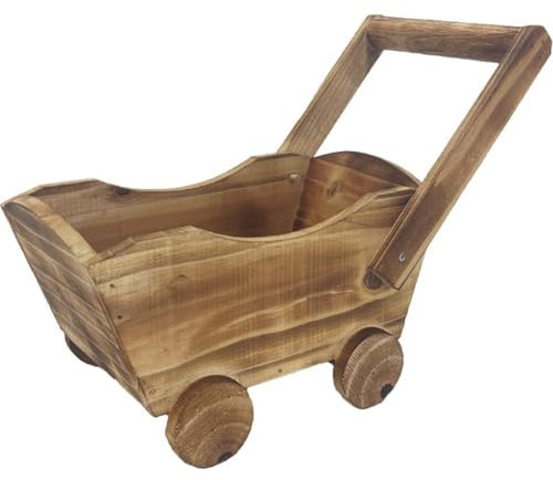 Glixoft Carro De Madera para Flores, Maceta Vintage para Bonsái, Carretilla Multifunción, Soporte para Plantas, Maceta De Madera para Flores
