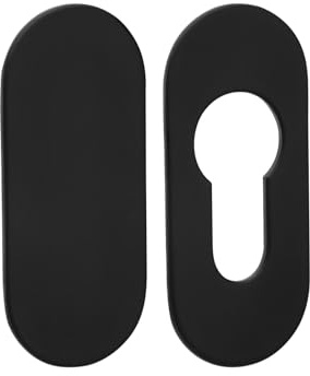 Set di 2 rosette adesive ovali SOTECH 65 x 28 x 2 mm (1 x rosetta PZ / 1 x rosetta cieca) acciaio inossidabile nero con pad adesivo 3M-VHB montabile senza forare per serrature con cilindro profilato