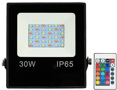 ZGJIAJU Proiettore A LED RGB Con Telecomando 10W 30W 50W IP66 Impermeabile For Esterni Faretto A LED Lampada Da Parete Riflettore Proiettore Super Luminoso(30W)