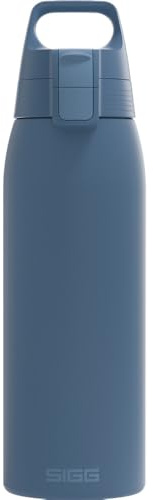 SIGG - Botella de agua de acero inoxidable - Shield ONE Deep Blue - Apta para bebidas carbonatadas - A prueba de fugas - Ligero - Sin BPA - Exterior y Fitness - Azul oscuro - 1L