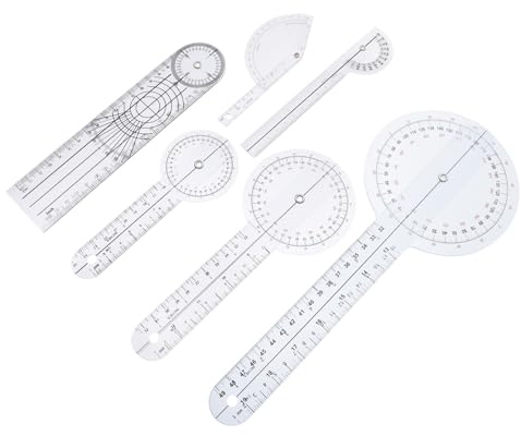 Kisangel 6 piezas Kit de Goniómetro Médico Plástico Transparente Transportador de Ángulos Regla para Medición de Rango Articular Fisioterapia y Estudios