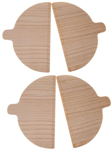 Duyeuau Set di 4 bucce per pizza semicircolari multiuso con manico in legno, utensili da cucina professionali, accessori da cucina per pizza con manico comodo