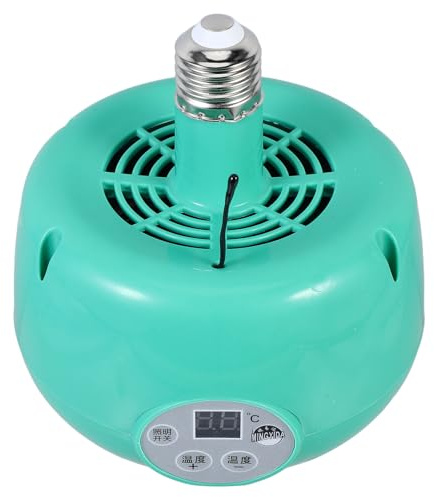 GARVALON Grün, Temperaturverstellbare Wärmelampe mit Ventilator, 1 Stück | Kunststoff und Metall, LED Warmlicht ohne Lichtabgabe, Sicher Nutzbar, für Reptilien und Hamster
