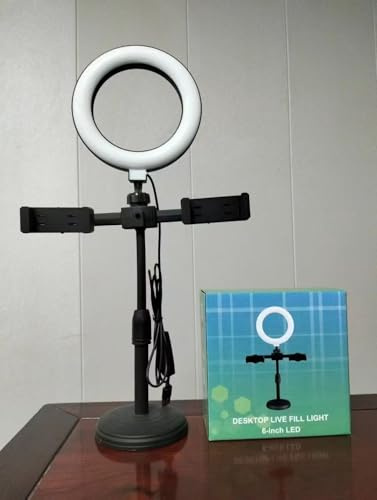 XiXiYang LED Ring Light,Social Perfect Glow for Virtual Meeting, 360 Degree Rotatable Ball Joint for the Best Angle Remote Working, Broadcasting, Live Streaming (Two mobile phone holdersne holders)